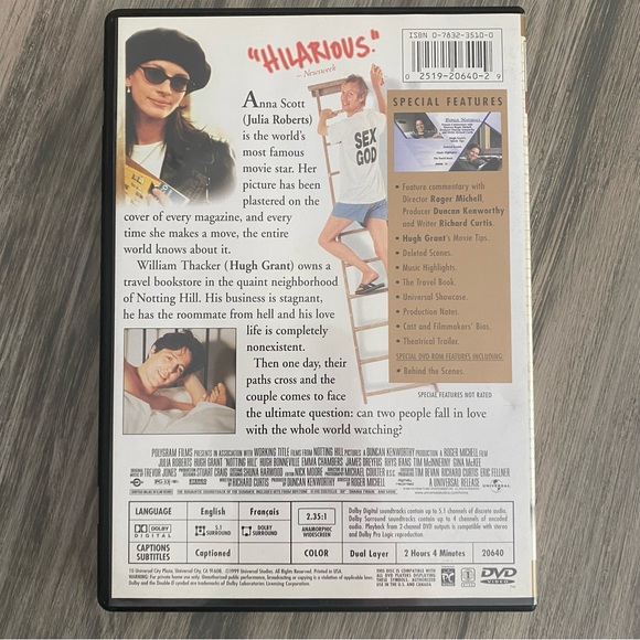 DVD “Notting Hill” Widescreen (Bundle 3/$10.00) - Picture 2 of 4